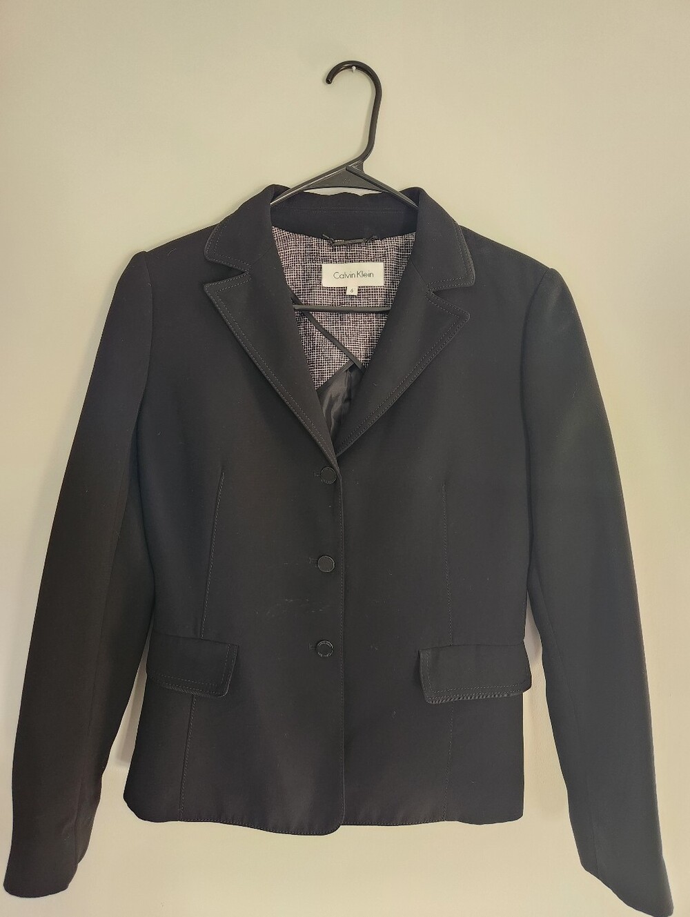 Calvin Klein Women's Black Blazer with Button Detail Size 6